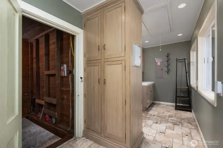 Entrance to downstairs basement.