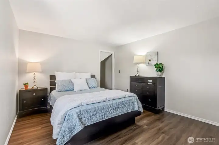 Spacious bedroom upstairs.