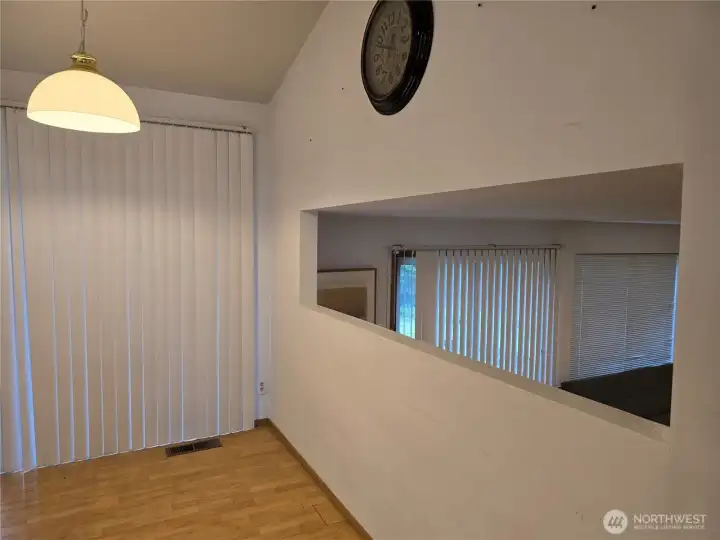 Open Galley looks out toward Sunken Family Room.