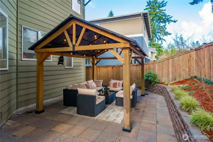 Back yard with gazebo for summer gatherings/bbq