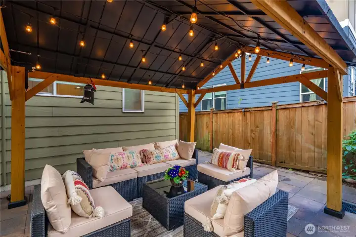 Gazebo in backyard conveys with sale