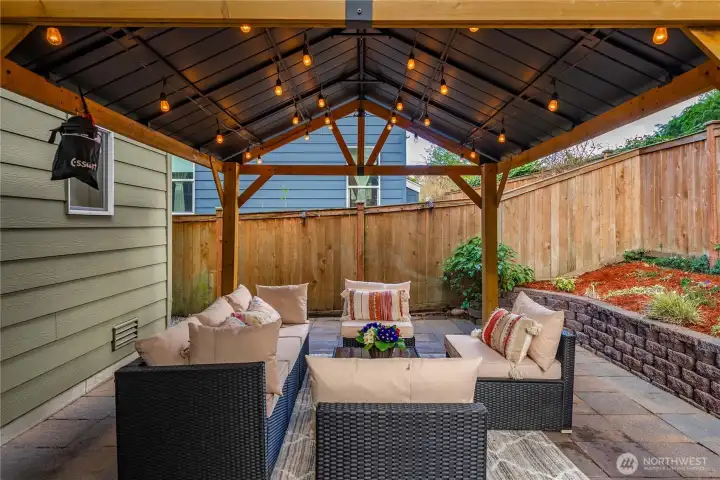 Back yard with gazebo for summer gatherings/bbq