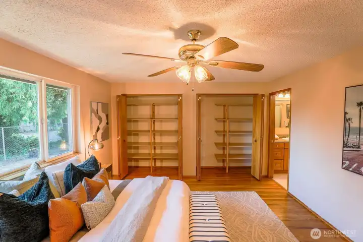 two large closets open