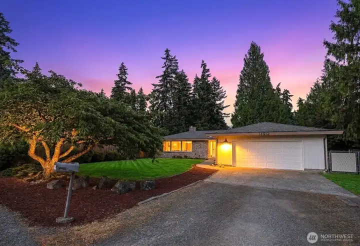 front of residence at dusk