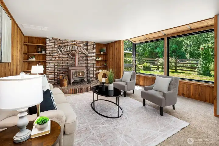 Family Room with Wood Burning Stove