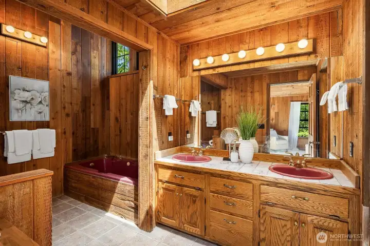 Primary Bathroom with shower & jetted tub