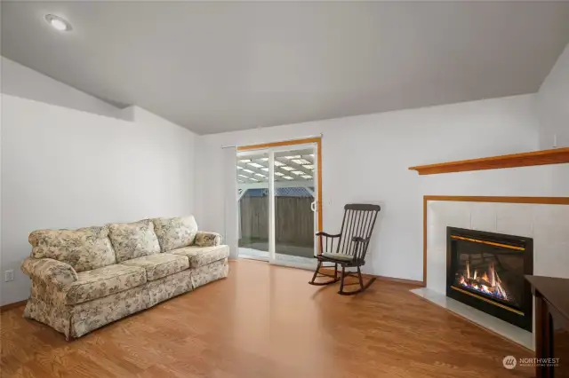 The family room is adjacent to the kitchen and comes complete with a cozy gas fireplace. This home makes such great use of its 1472 finished square feet!