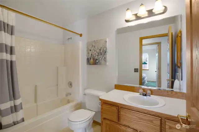 The main bathroom is great for family and guests alike!