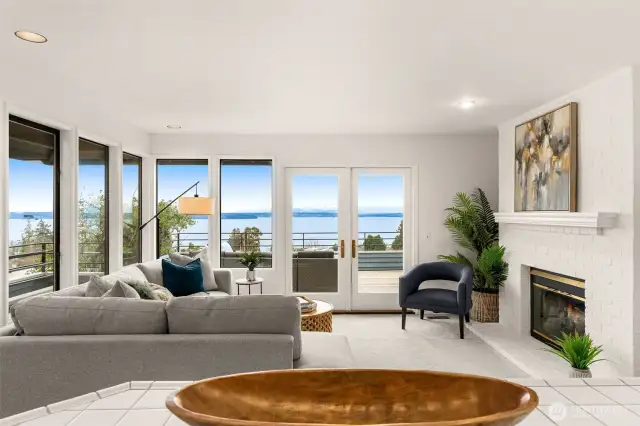 Family Room with French Doors to Back Deck