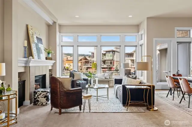 Beautiful Setting with 12 foot Ceilings and Elegant tall Windows.