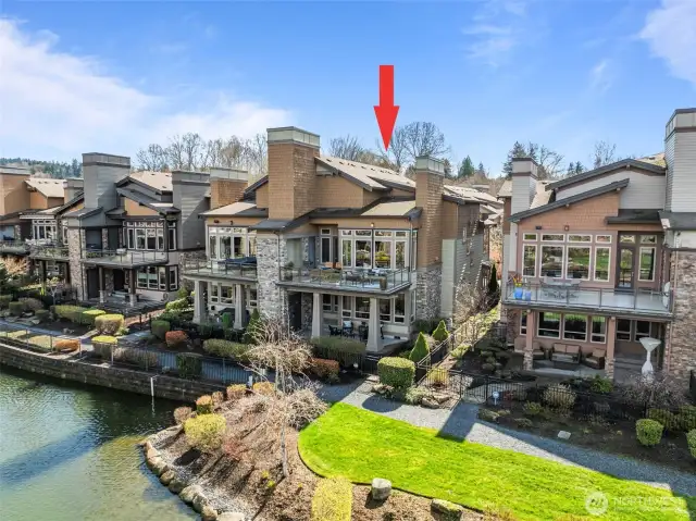 Back of the home is located on the Pond.