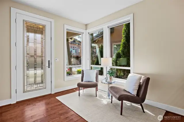 Front Door into the Foyer with a sitting area.
