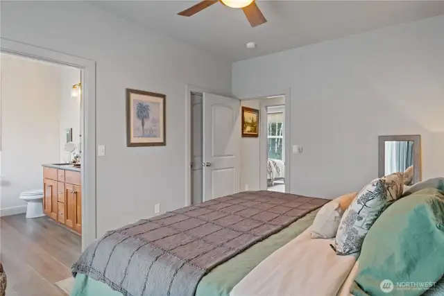 Primary has large walk in closet and a fabulous bathroom.