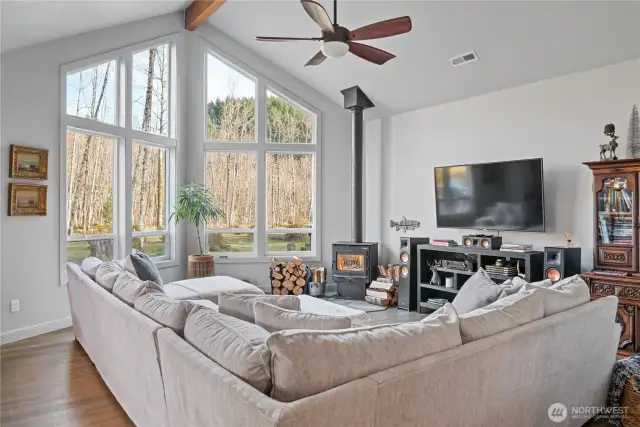 Warm and inviting sunken living room.