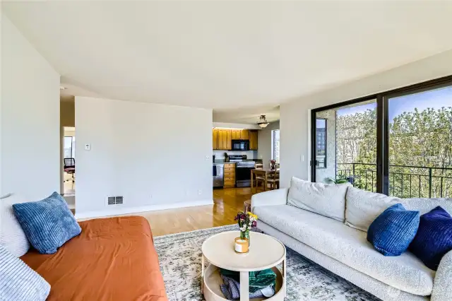 Looking Northeast, a wall of trees brings nature indoors - a lovely outlook!