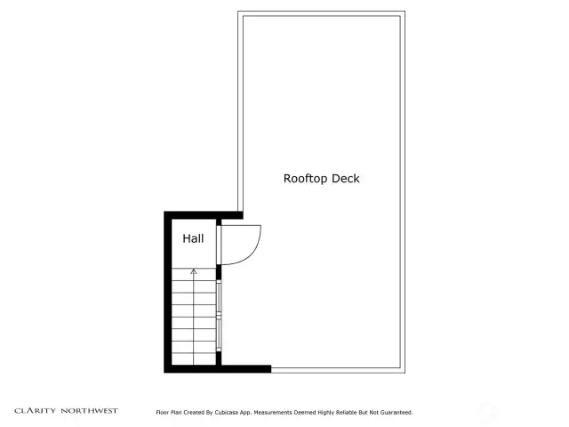 Floor plan for the rooftop deck.  The photo in the collection is of furniture placed on the east side of the deck.  All deck furniture is included in the sale.
