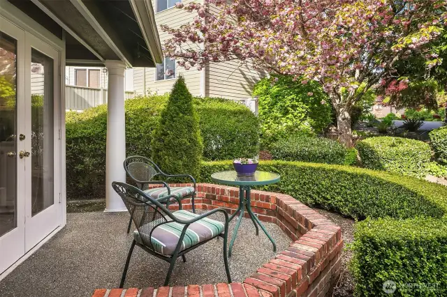 Exterior Front Patio from Kitchen French Do0rs