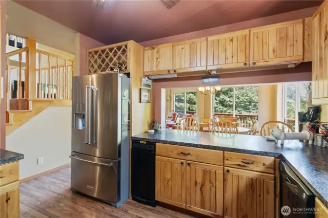 Abundant countertops provide plenty of workspace for cooking and entertaining.