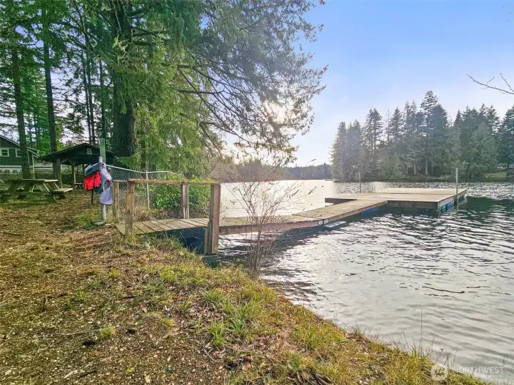 Community park features a private dock for lake access and enjoyment.