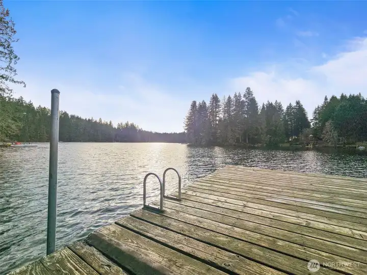 Community lake offers opportunities for fishing and swimming, with trout stocked seasonally.