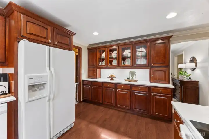 Buffet area with lots of extra storage.