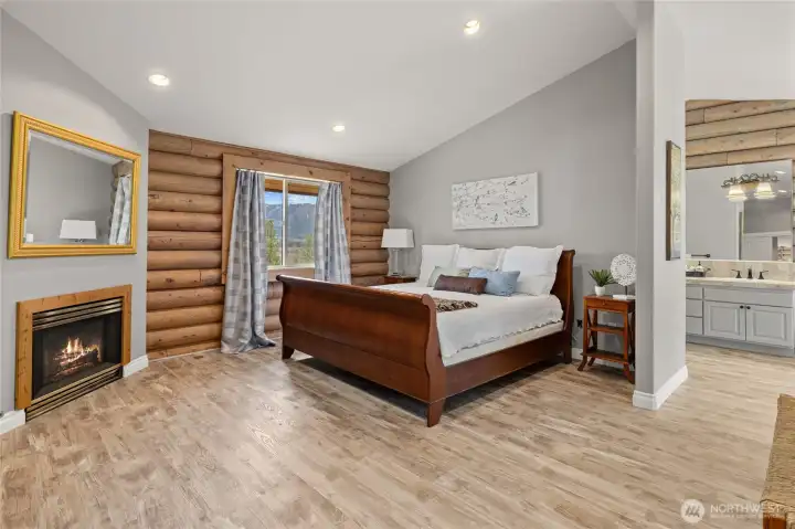 The spacious primary bedroom is ideally located on the main floor for added convenience.