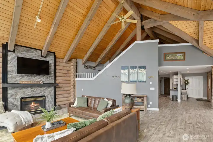 The loft area overlooks the great room...