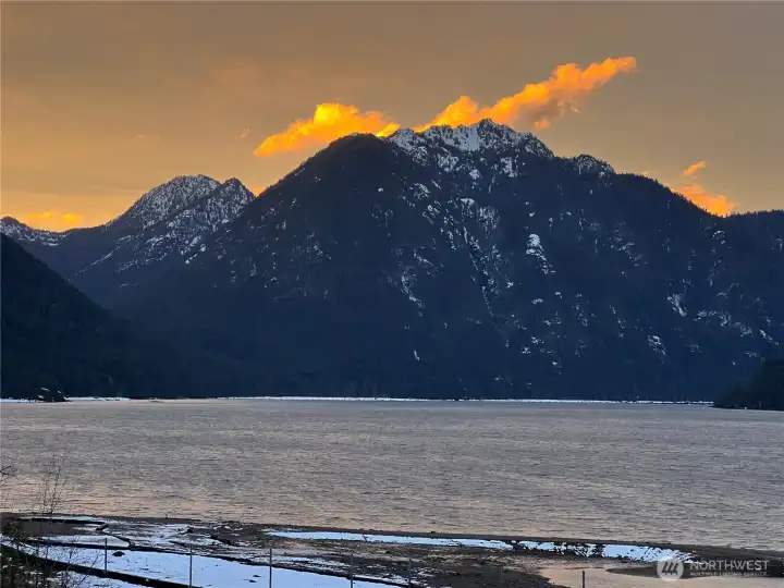 Gorgeous view of lake Cushman short walk from property!
