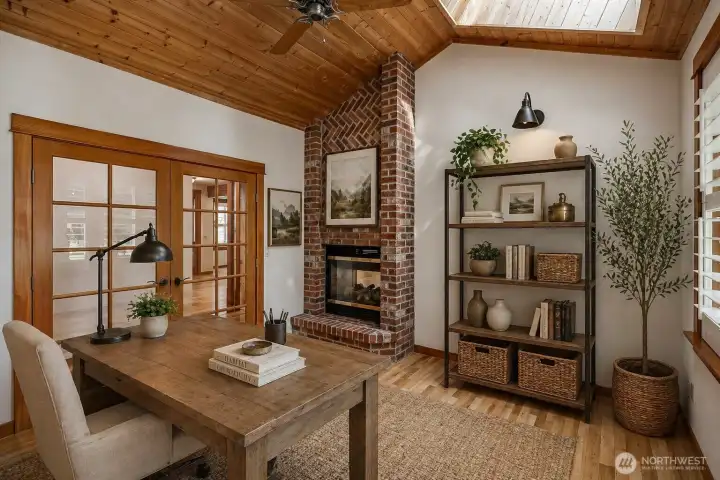 Virtually staged office/den