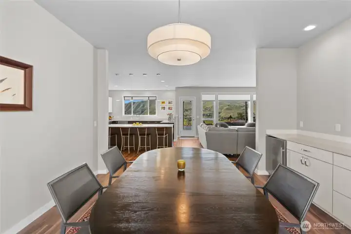 Dining room facing living area