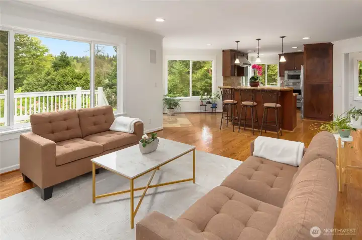 Access to the deck and backyard right off the kitchen and living area.