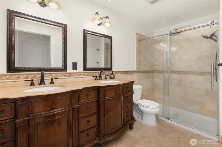 Hall bath on upper level.