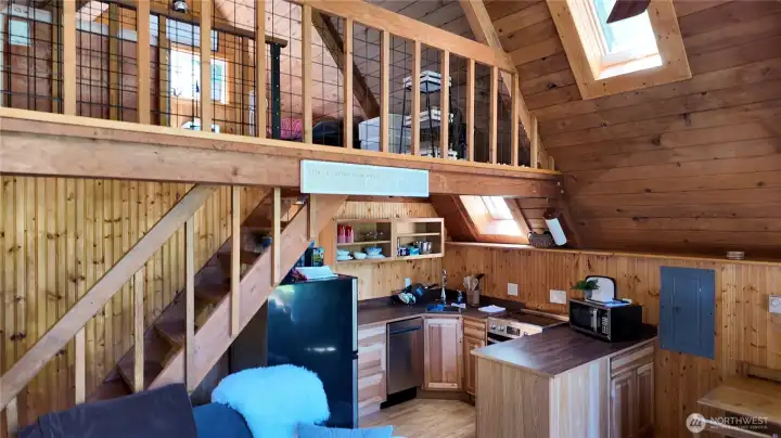 Skylights fill the space with natural light.