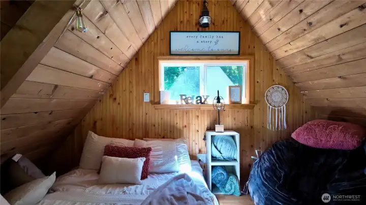 Loft provides extra space for activities and guests.