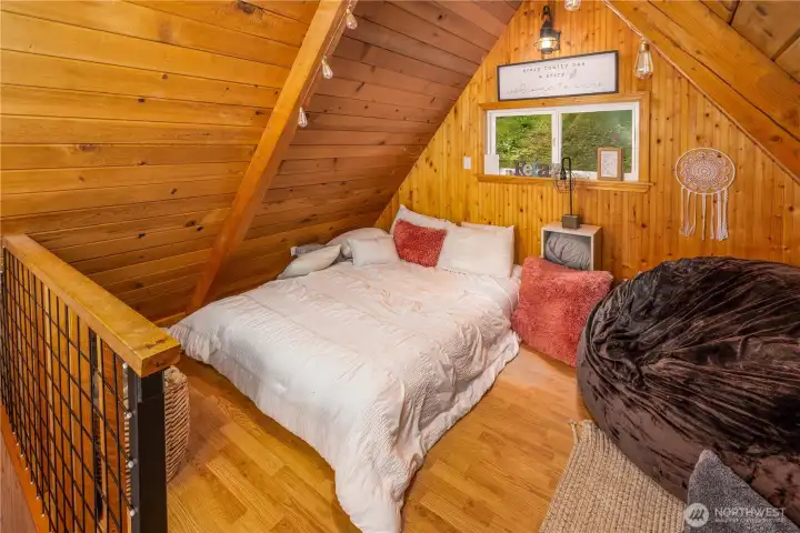 Loft provides extra space for activities and guests.