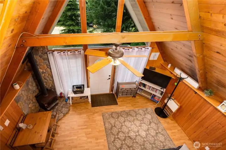 Skylights fill the space with natural light.