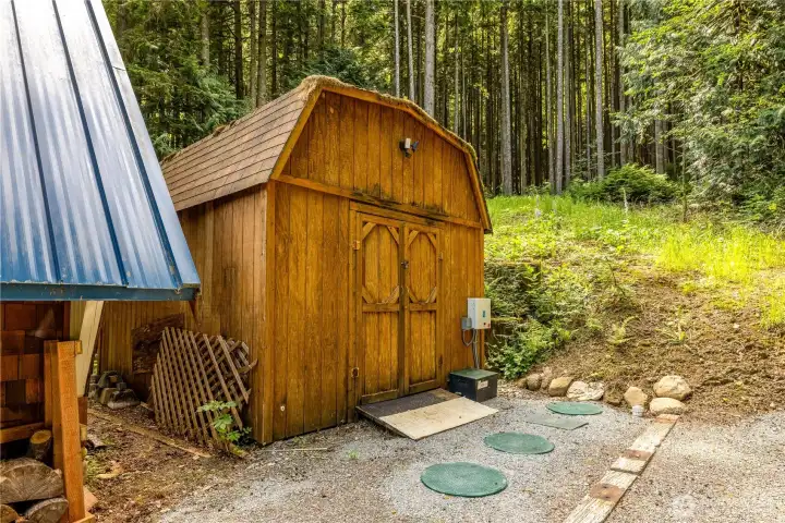 Detached shed for storage, shop, or both.