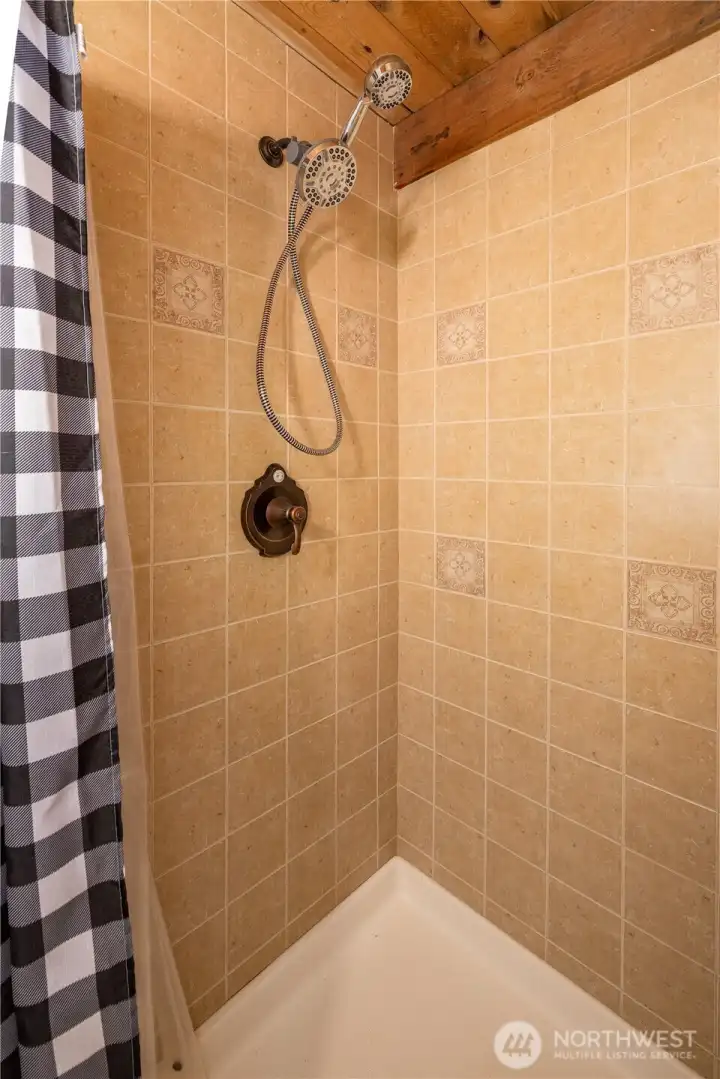 New tiled shower.
