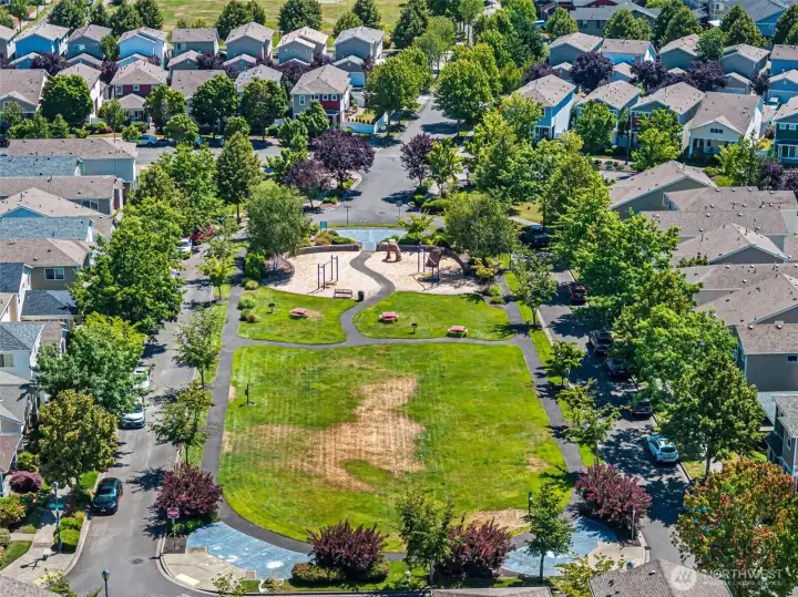 Three private parks within the neighborhood and include play areas with swings, slides, climbing toys, pickleball courts, basketball court, youth sized baseball field, youth sized soccer field and large open grassy areas.