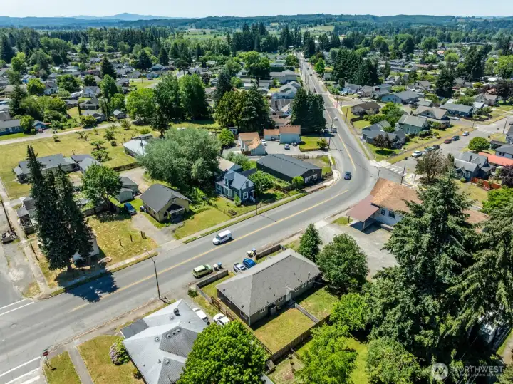 Aerial perspective provides context for the property's location within the community.