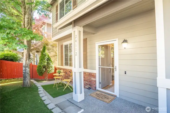 Front entrance with newly laid landscaping