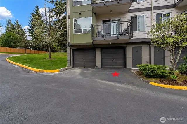 Attached garage and parking space