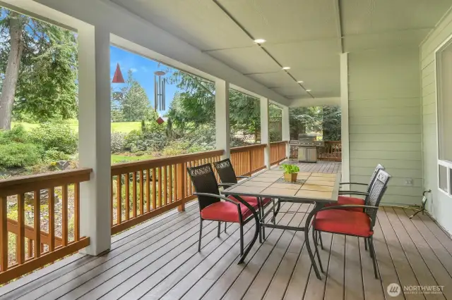 Covered Deck runs nearly full width of house