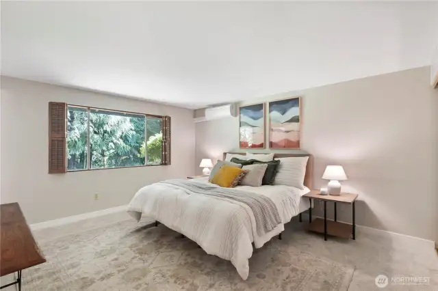 A tranquil retreat with soft morning light and views of the surrounding greenery.