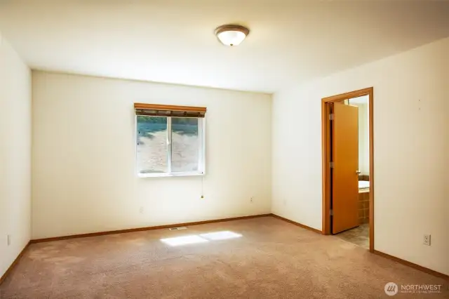 You just entered the primary suite. Door to the right leads to the beautiful 5 piece bath.