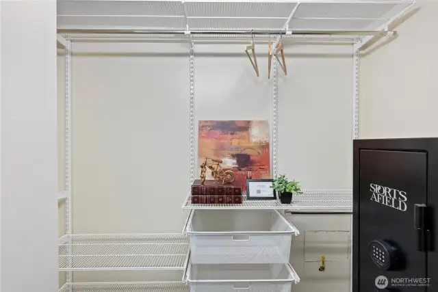 Large closet with storage system in primary
