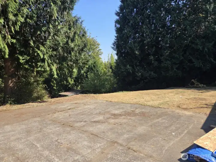 Large cement landing and parking area.