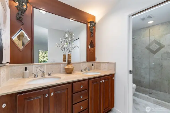 Dual Vanity w/ Peak-a-Boo View of Lake Washington