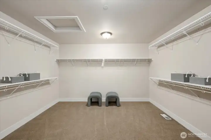 Generously-sized walk-in closet. Yes, this space is huge and what everyone is looking for!