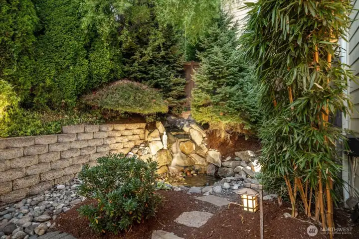 Incredible stone waterfall that provides a unique tranquility and calm.